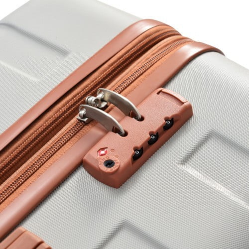 Luggage Sets New Model Expandable ABS Hardshell 3pcs Clearance Luggage Hardside Lightweight Strong Suitcase sets Spinner Wheels Suitcase with TSA Lock 20''24''28''( Light Grey and Brown)