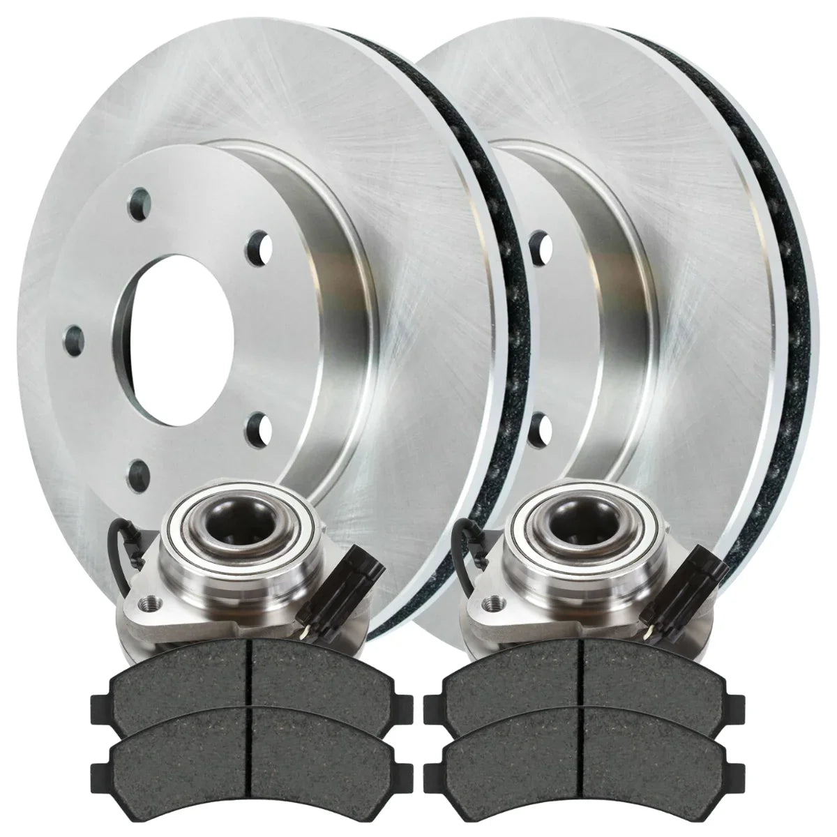 AutoShack Front Wheel Bearing Hub Assembly Brake Rotors Ceramic Pads Kit Driver and Passenger Side Replacement for 1998-2005 Chevrolet Blazer 1998 1999 2000 2001 2002 2003 2004 GMC Jimmy 4.3L V6 RWD