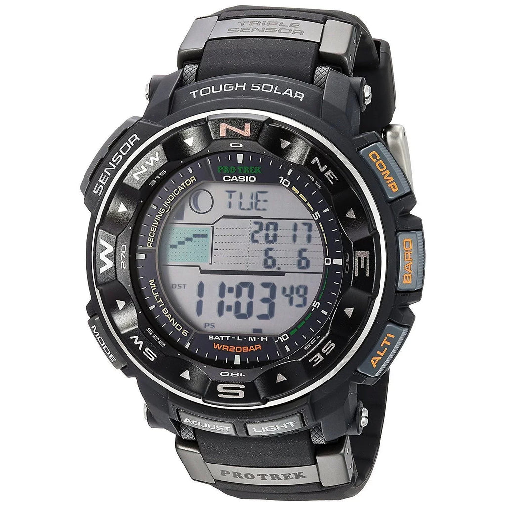 Mens Pro Trek Atomic Solar Digital Dial Black Watch - PRW2500R-1