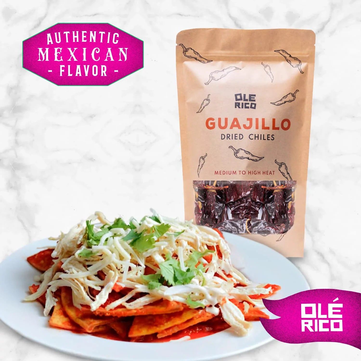 OLÉ RICO - Dried Chile Peppers 3 Pack Bundle (12 oz Total) - Ancho Chiles, Guajillo Chiles and Arbol Chiles - The Spicy Trio - Excellent For Mexican Recipes - Packaged In Resealable Bags