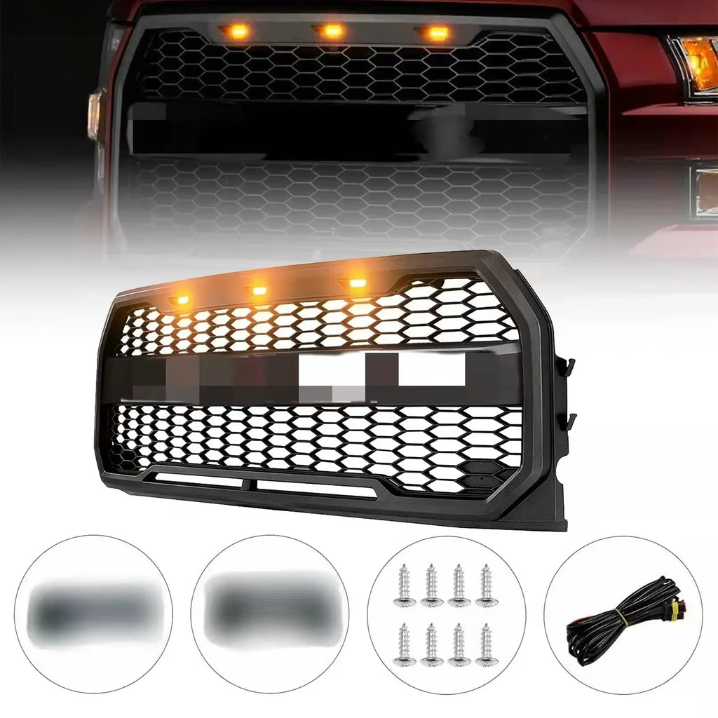 Raptor Style Front Bumper Grill Hood Grille for Ford F150 F-150 2009-2014 Black