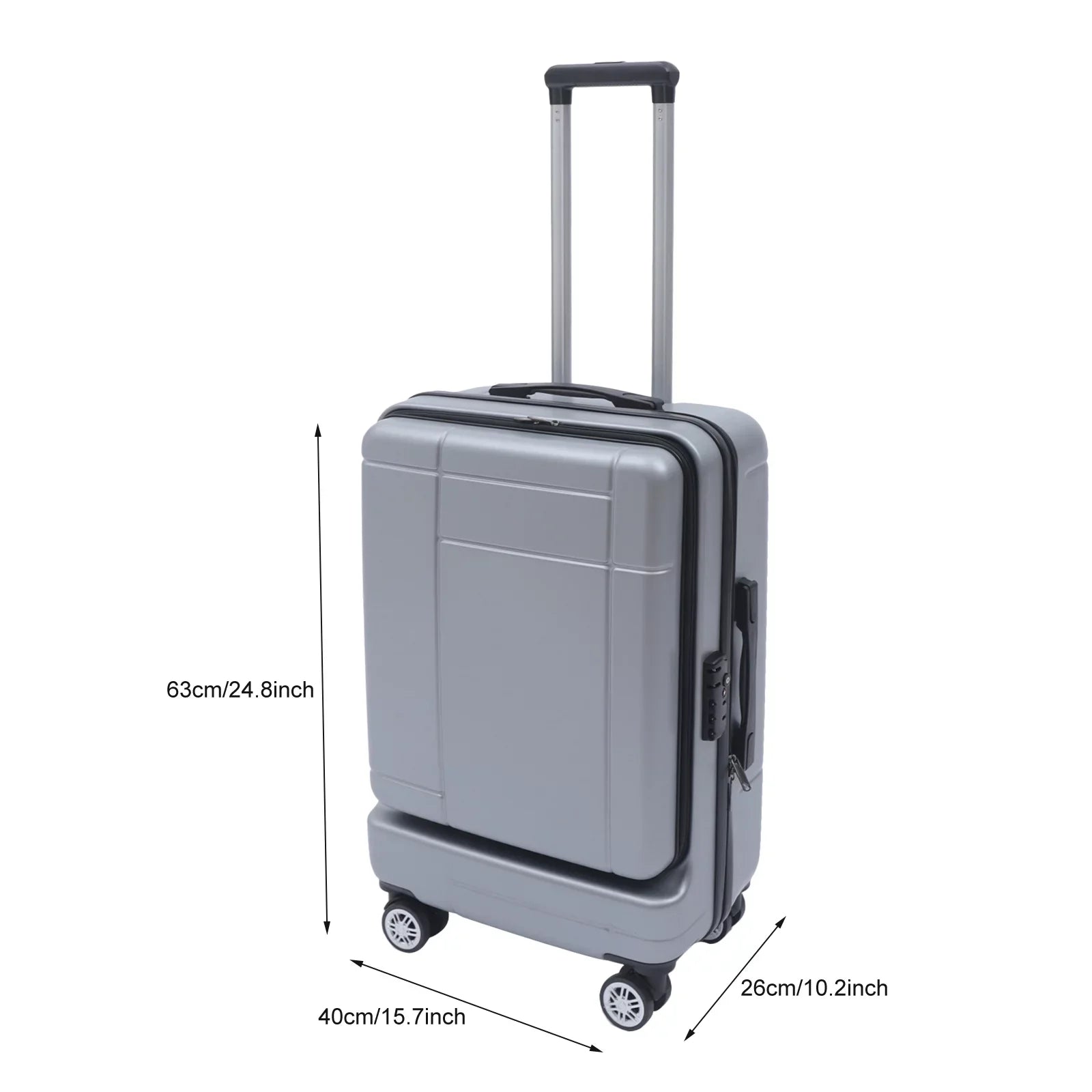 Wuzstar 24" Traveling Luggage PC+ABS Luggage Bags with TSA Lock Long-lasting Spinner Wheels Hardside Carry On Suitcase , Silver