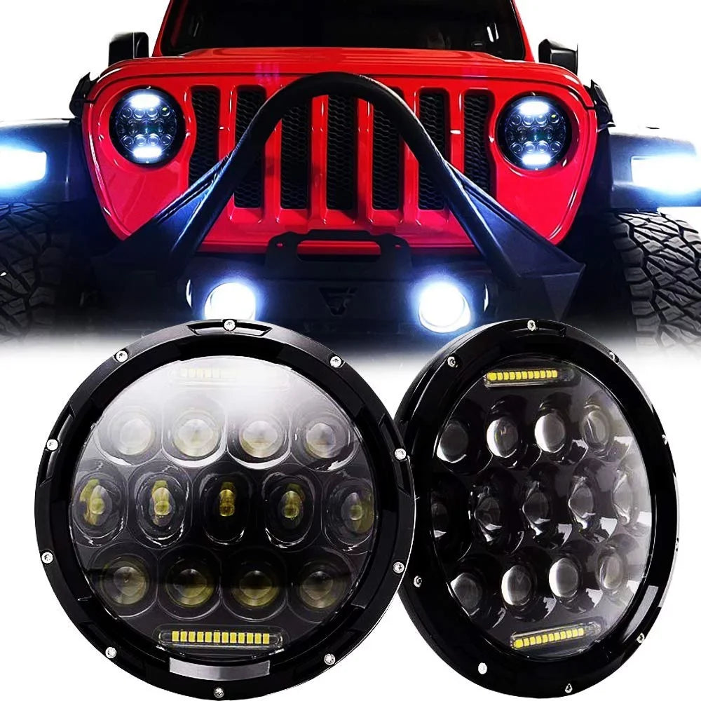 7 Inch LED Halo Headlights for Jeep Wrangler JK TJ LJ CAR TRUCK Hi/Lo Beam with DRL Angel Eyes 2PCS H6014 H6015 H6017 H6024