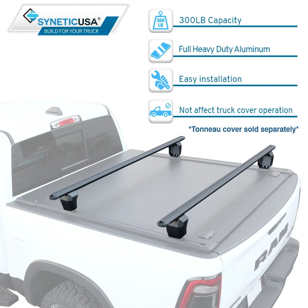 Syneticusa HD Adjustable Crossbar Truck Bed Towers Heavy Duty Cargo Rack Suitable with F150 Ram Silverado Tundra Titan