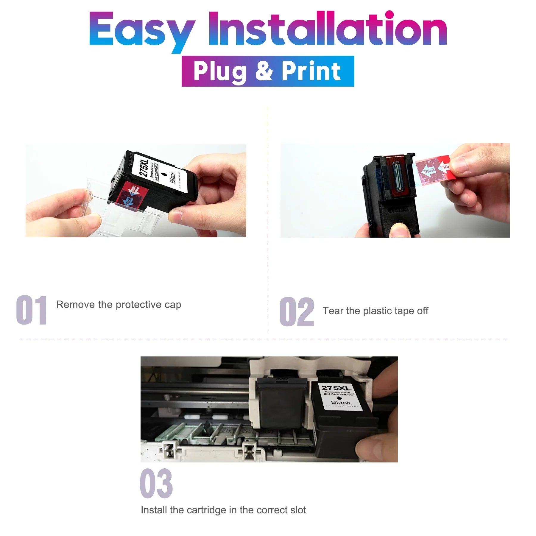 275XL 276XL Ink Cartridge Replacement for Canon PG-275 CL-276 275 276 Combo XL Fitting with Canon PIXMA TS3520 TS3522 TS3500 TR4720 TR4722 TR4700 Printer(2 Black, 2 Color)