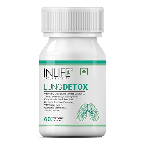 Inlife Lung Detox Supplement, With Stinging Nettle, Echinacea, Quercetin, Mulethi, Curcumin, Bromelain, Supports Healthy Lungs - 60 Veg Capsules (Pack Of 1, 60)
