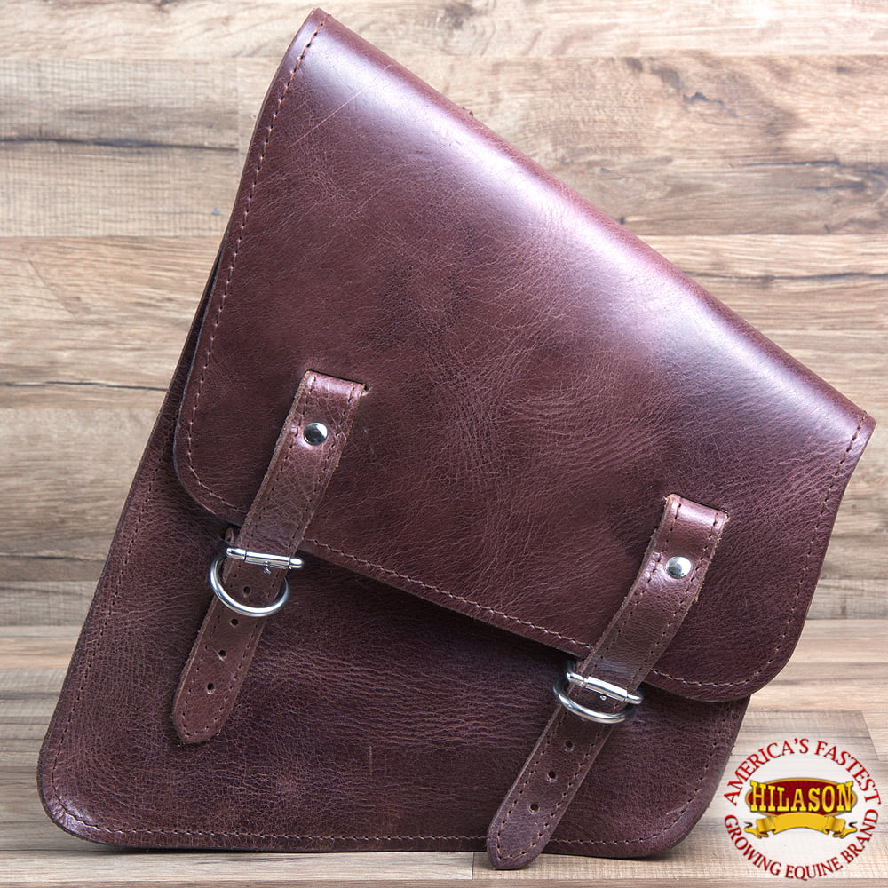 74HS Motorcycle Bike Right Side Saddle Bag Leather Softail Rigid Hilason