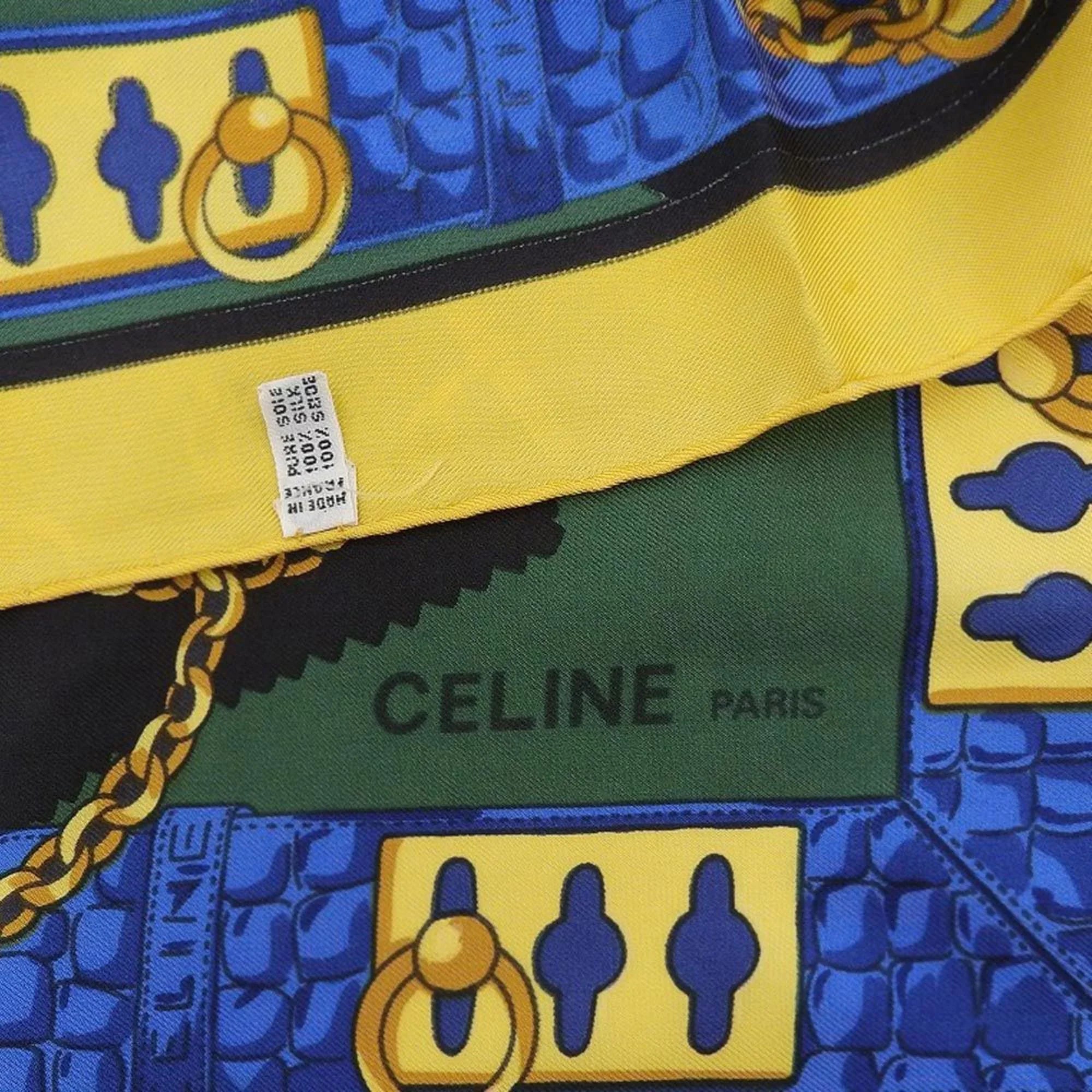 Authenticated Used Celine CELINE leopard print large scarf silk multicolor